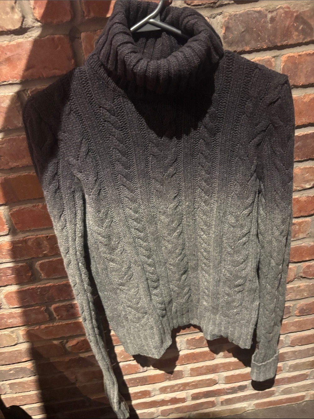 Club Monaco Gray Ombre Cable Turtleneck Sweater